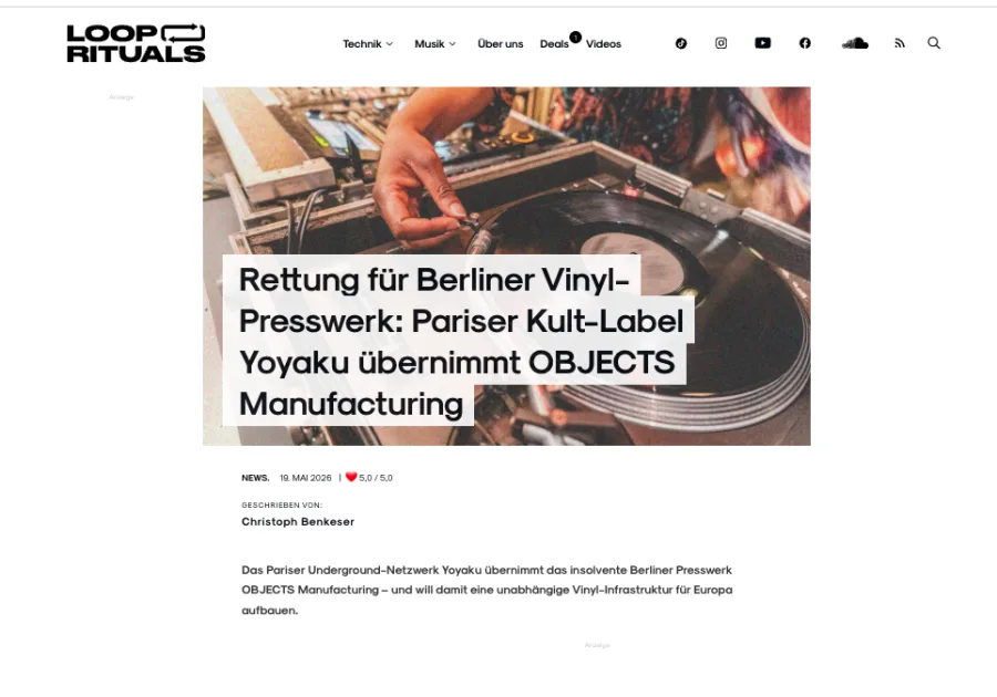 Loop Rituals — Pariser Kult-Label Yoyaku uebernimmt OBJECTS Manufacturing